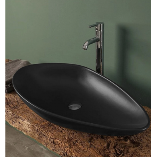 Επικαθήμενος Νιπτήρας Πορσελάνης 74x38cm Cerastyle Olive  071307-97 Μαύρο Ματ